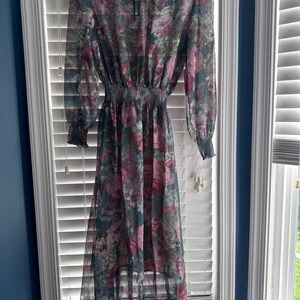 Floral Long Sleeve dress with slip